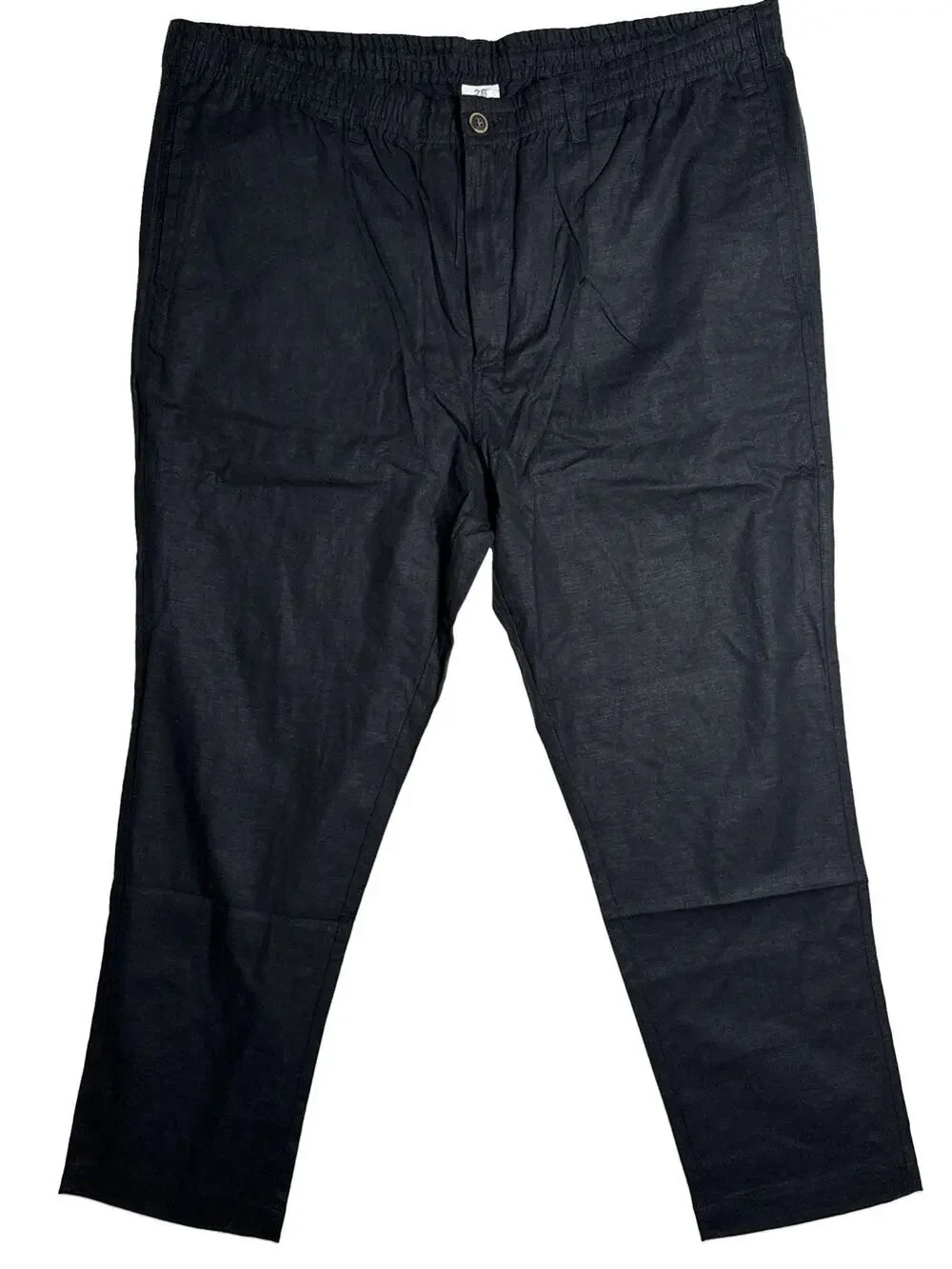 28 Palms Men’s Linen Blend Pants XXL 30 Black Elastic Waist Straight Casual